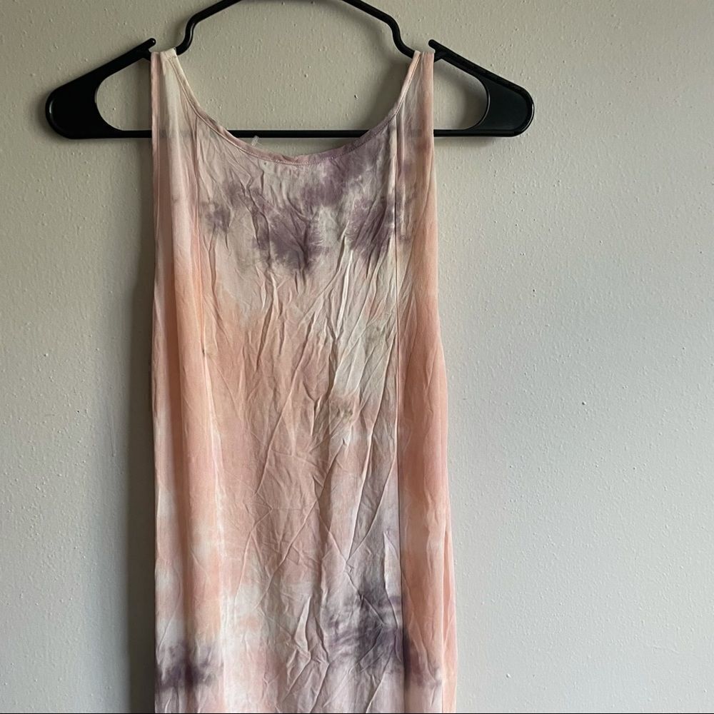 Revolve LACAUSA DAD'S SHIRT TIE-DYE SLEEVELESS BOHO MAXI DRESS - Picture 7 of 11